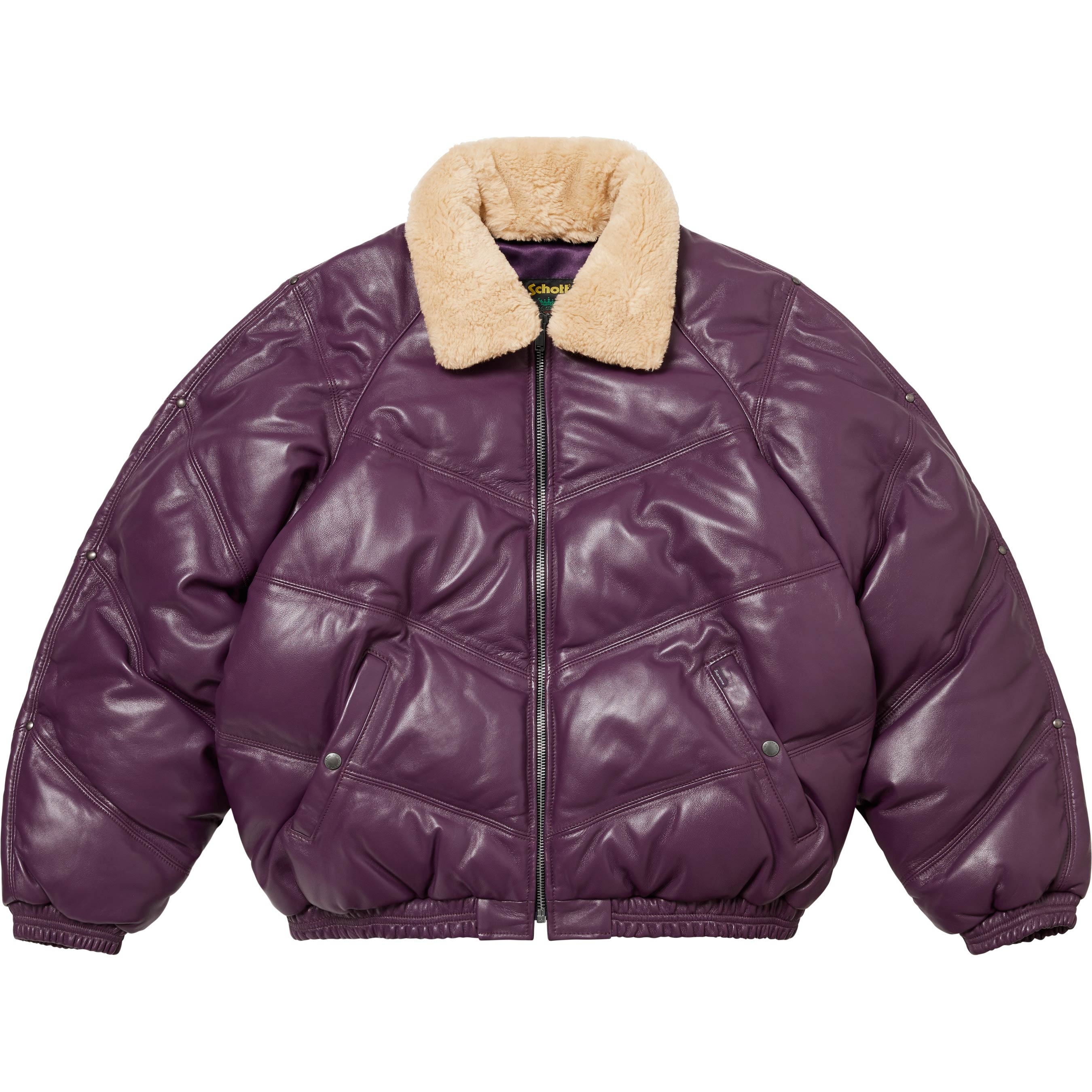 Supreme®/Schott® Chevron Leather Down Puffer Jacket view 5